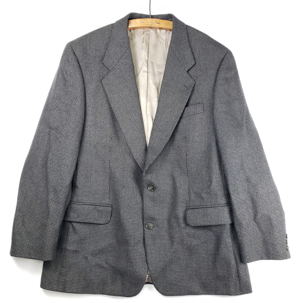 Vintage Pure Virgin Wool Blazer Dark‎ Sage Tweed Textured Sport Coat Canada 42R